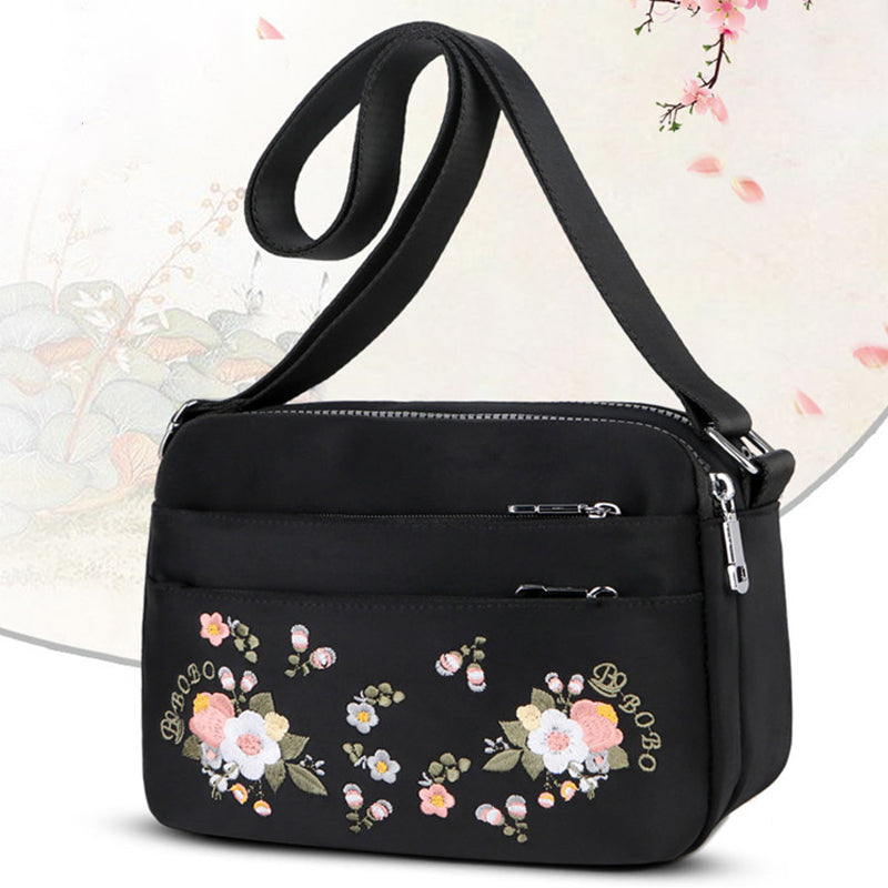 Women's Embroidered Flower Crossbody Bag