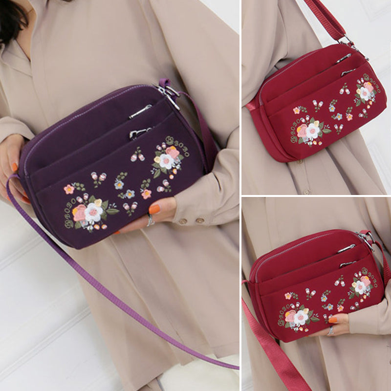 Women's Embroidered Flower Crossbody Bag