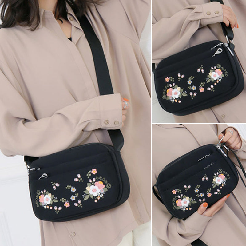 Women's Embroidered Flower Crossbody Bag