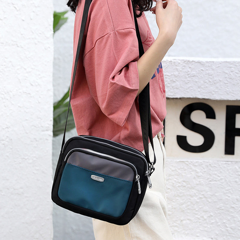 Women's Contrast Nylon Messenger Bag