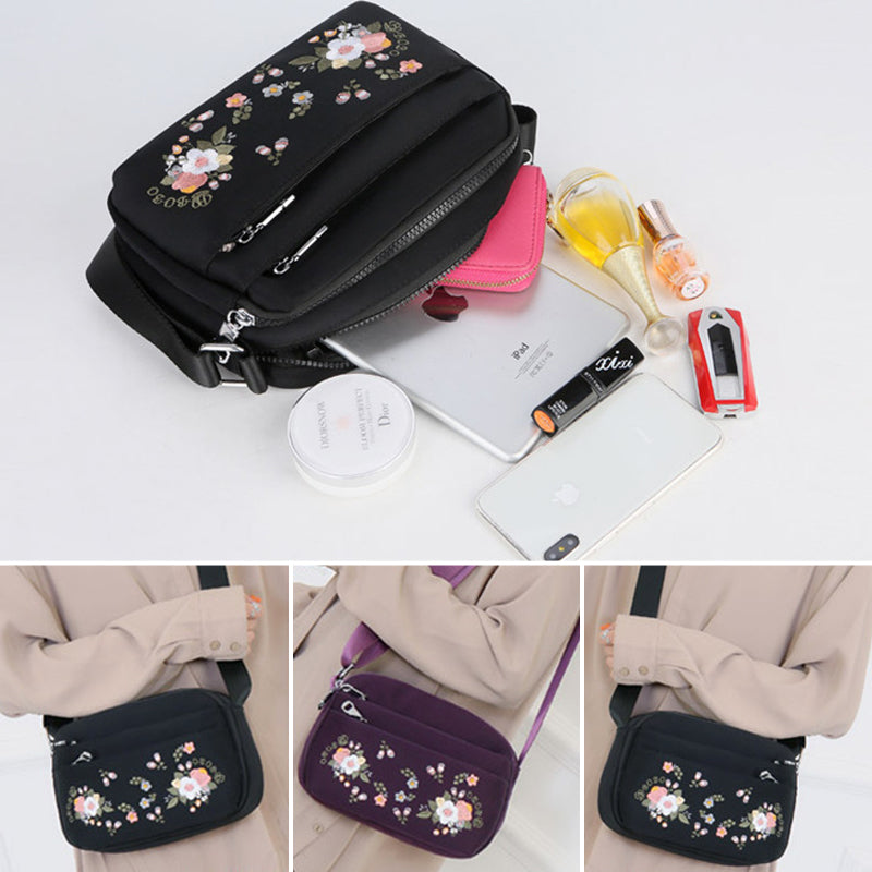 Women's Embroidered Flower Crossbody Bag