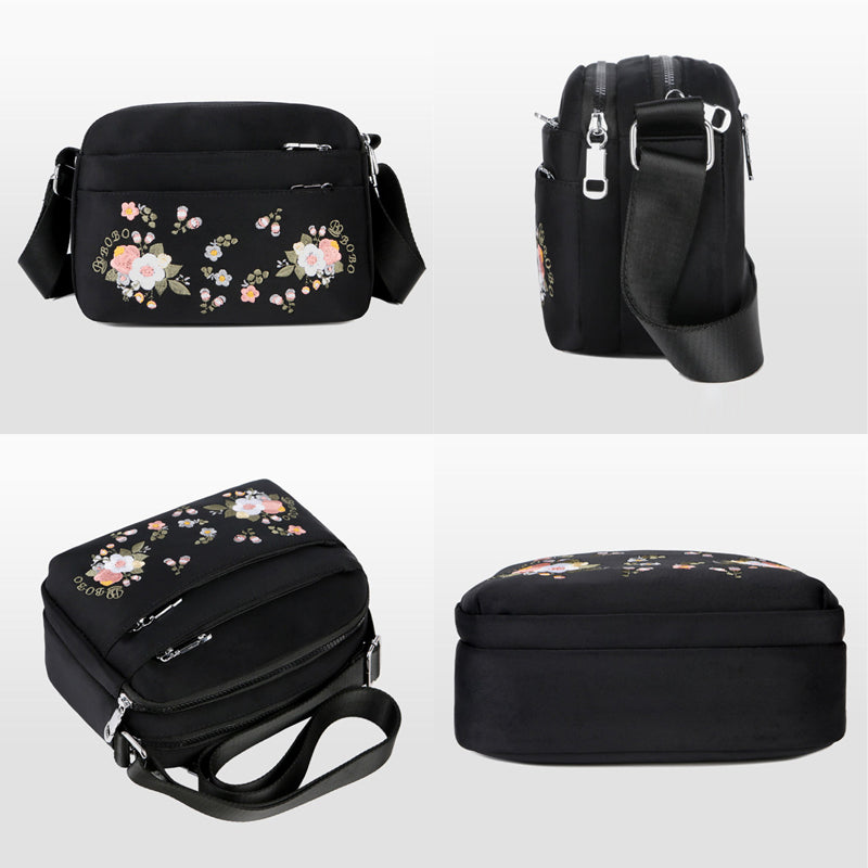 Women's Embroidered Flower Crossbody Bag