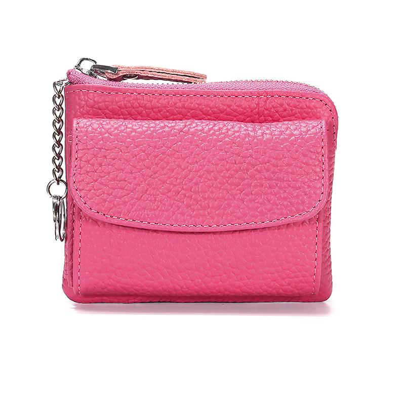 Small Coin Wallet with Key Ring, Zipper Purse Card Holder