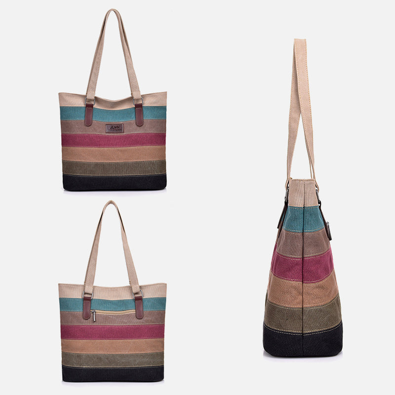 Contrast Stripe Tote Bag