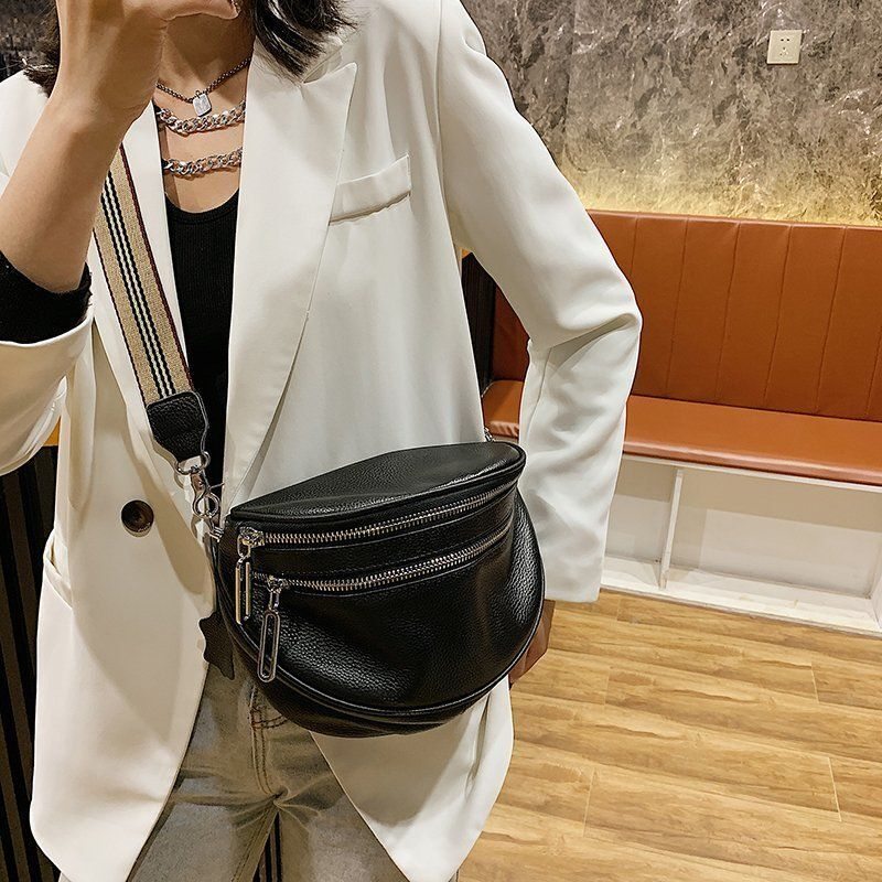 Multi-Pocket Solid Crossbody Bag