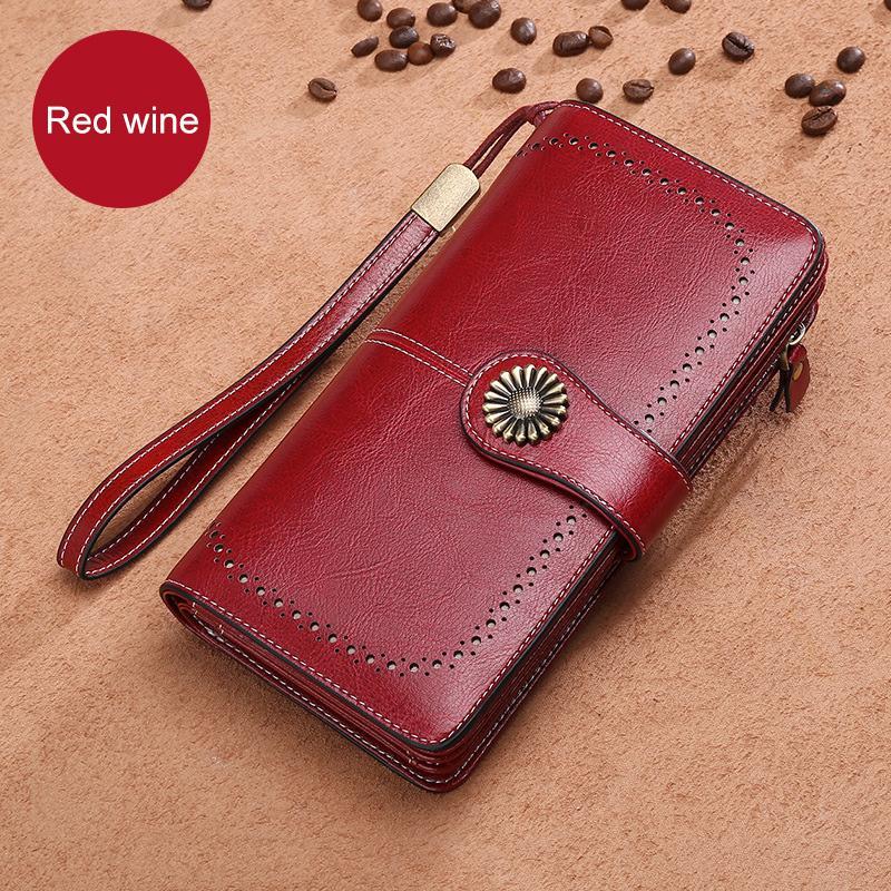 Long retro phone wallet -Cow Leather