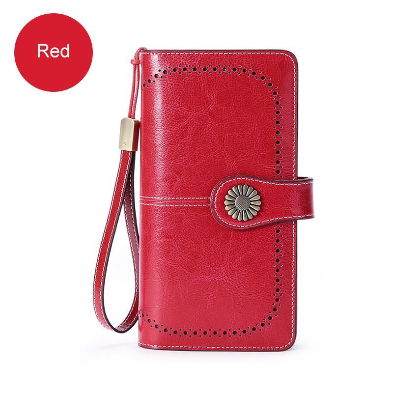 Long retro phone wallet -Cow Leather