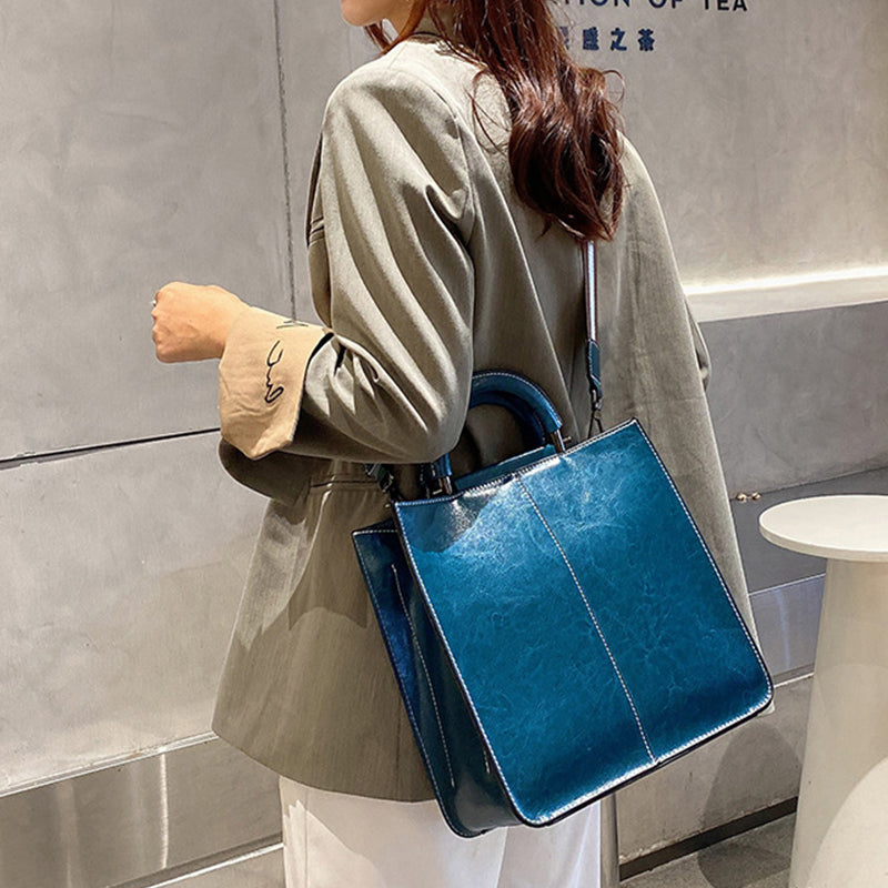 Women's Large Capacity Handbag, Solid Crossbody Briefcase