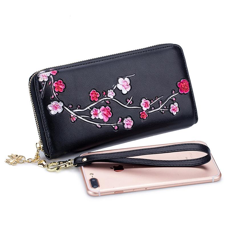 Women's Plum Blossom RFID Long Clutch/Wallet