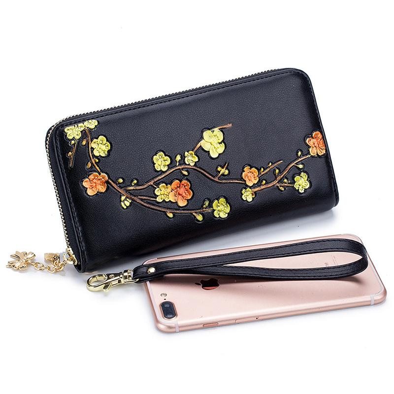 Women's Plum Blossom RFID Long Clutch/Wallet