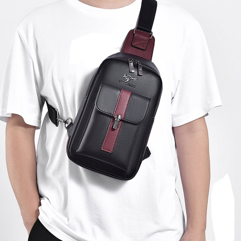 Sling Bag for Men Vintage Waterproof Leather Business Crossbody Bag