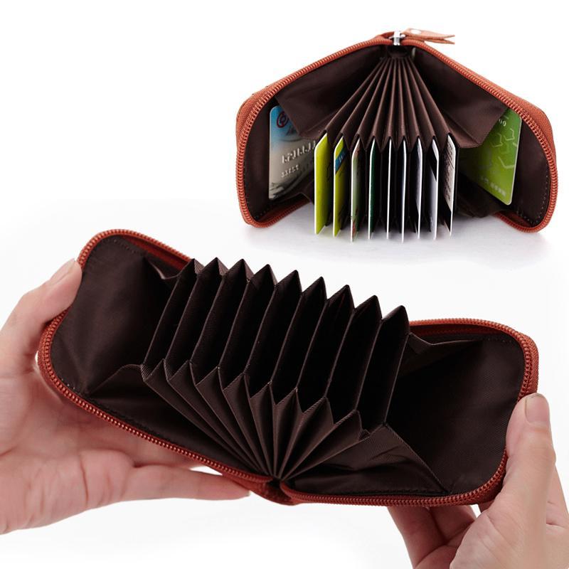 RFID Anti-theft Brushed Leather Organ Card Holder, Multi-slot Wallet