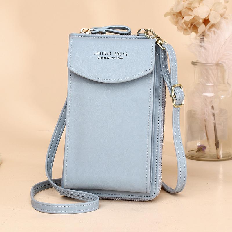 Letter Graphic Flap Phone Wallet Bag, Crossbody Phone Pouch with Long Strap Zips