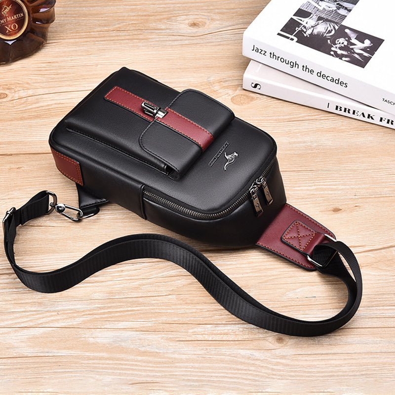 Sling Bag for Men Vintage Waterproof Leather Business Crossbody Bag
