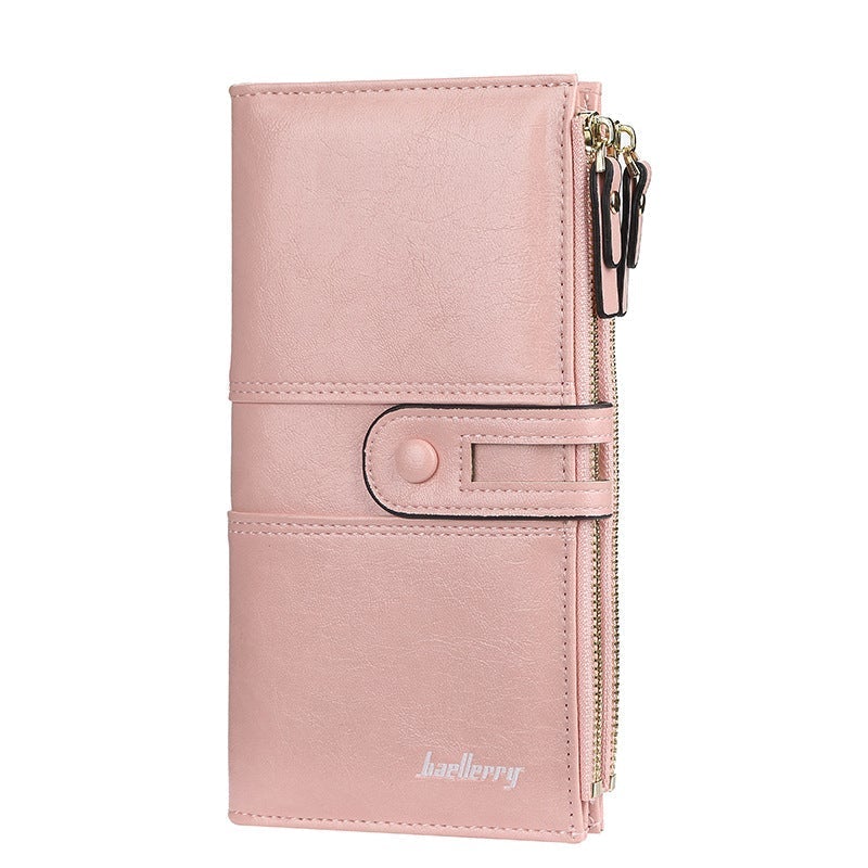 Large Capacity Women's Bifold Zipper Wallet, Multi-Function Slim Card Holder Clutch