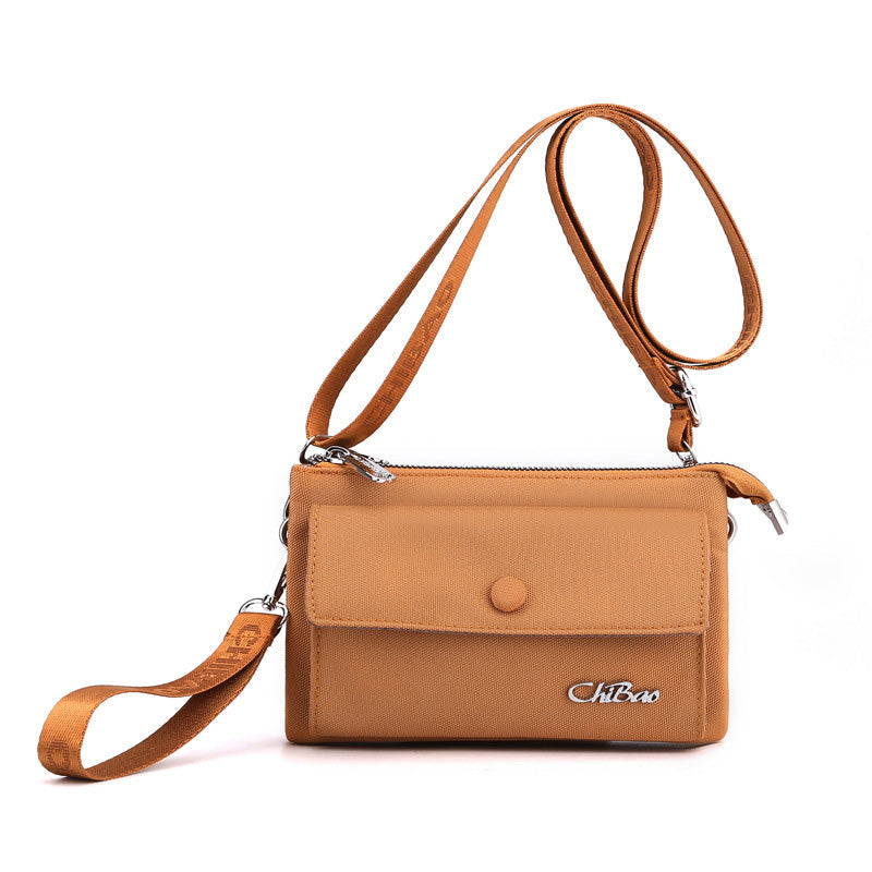 Nylon Multilayer Zip Crossbody Bag