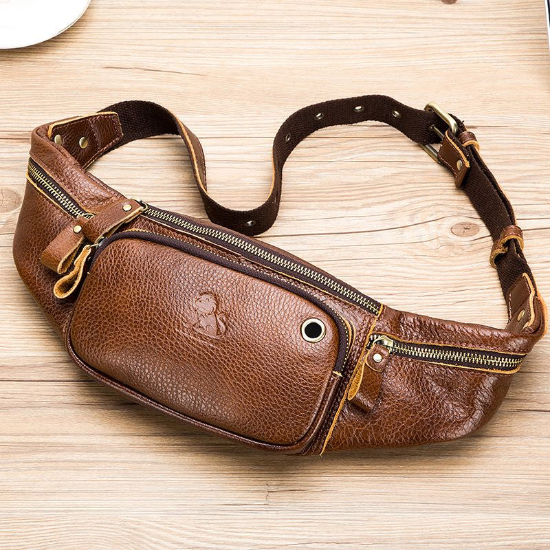 Retro Multi-Pocket Multifunctional Sling Bag Waist Bag