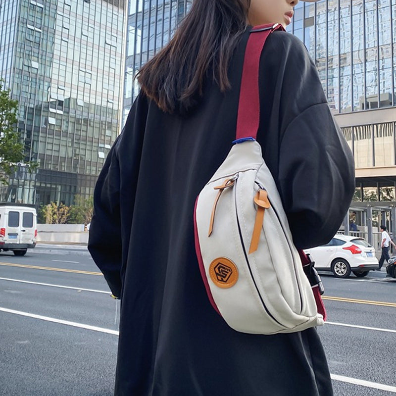 Trendy Color Contrast Messenger Chest Bag