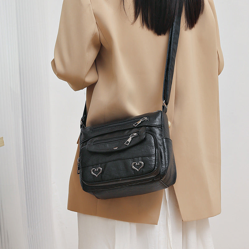 Women's Multi-Pocket Soft Leather Crossbody Bag