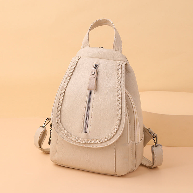 Twist Clamshell Leather Backpack