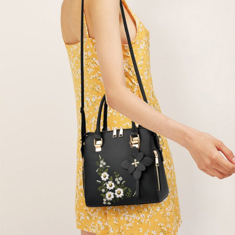 Flowers Embroidered Handbag