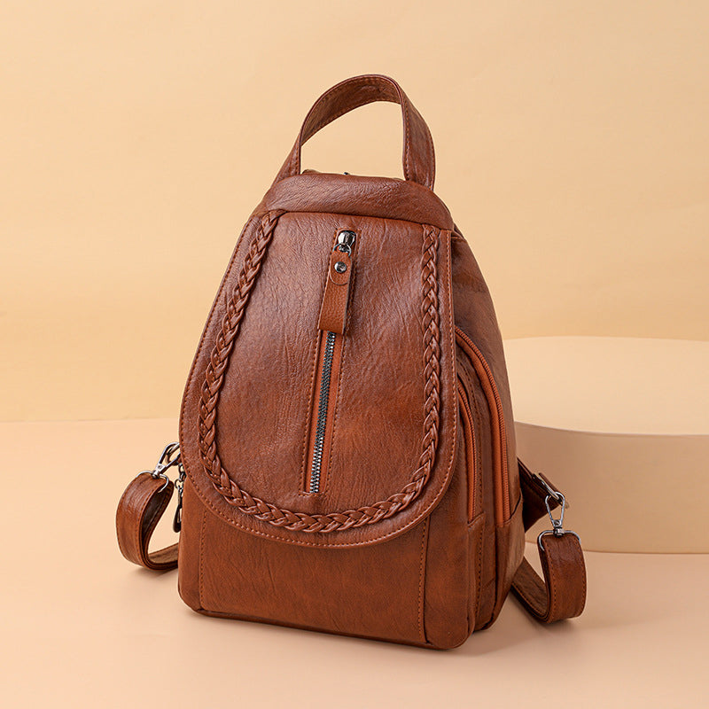 Twist Clamshell Leather Backpack