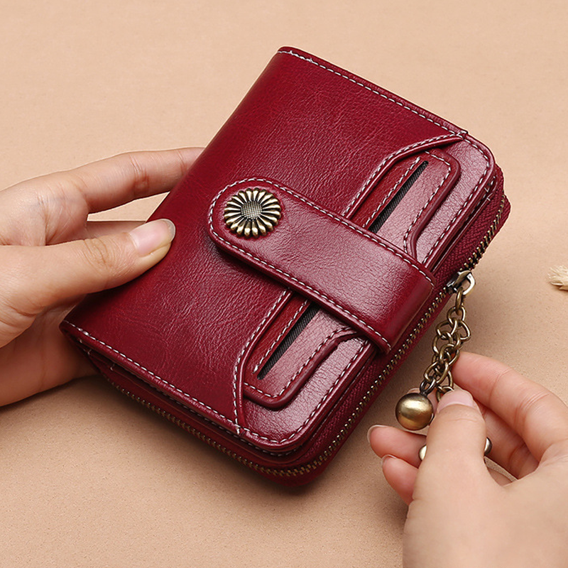 Women RFID Blocking Short Compact Bifold Wallet Mini Purse
