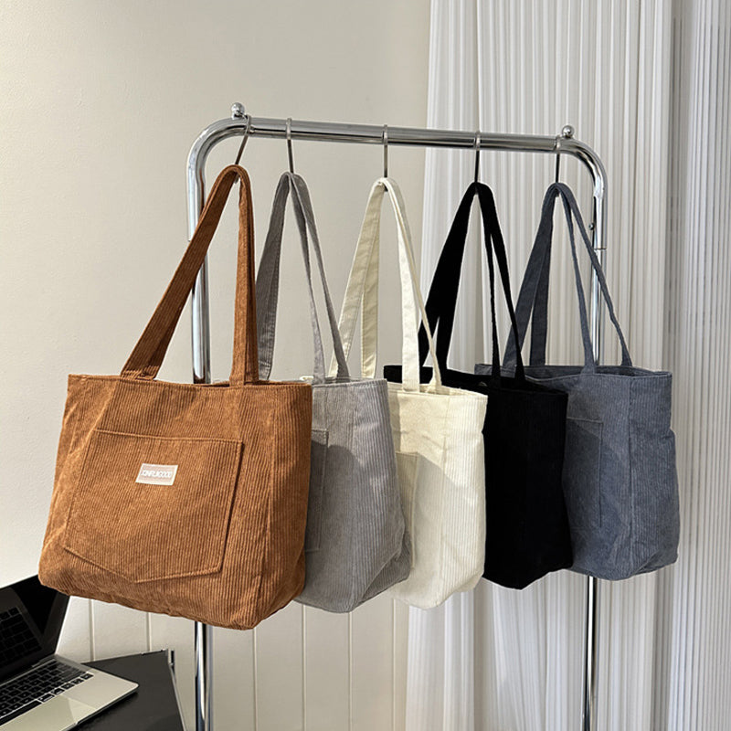 Corduroy Large Capacity Tote Bag