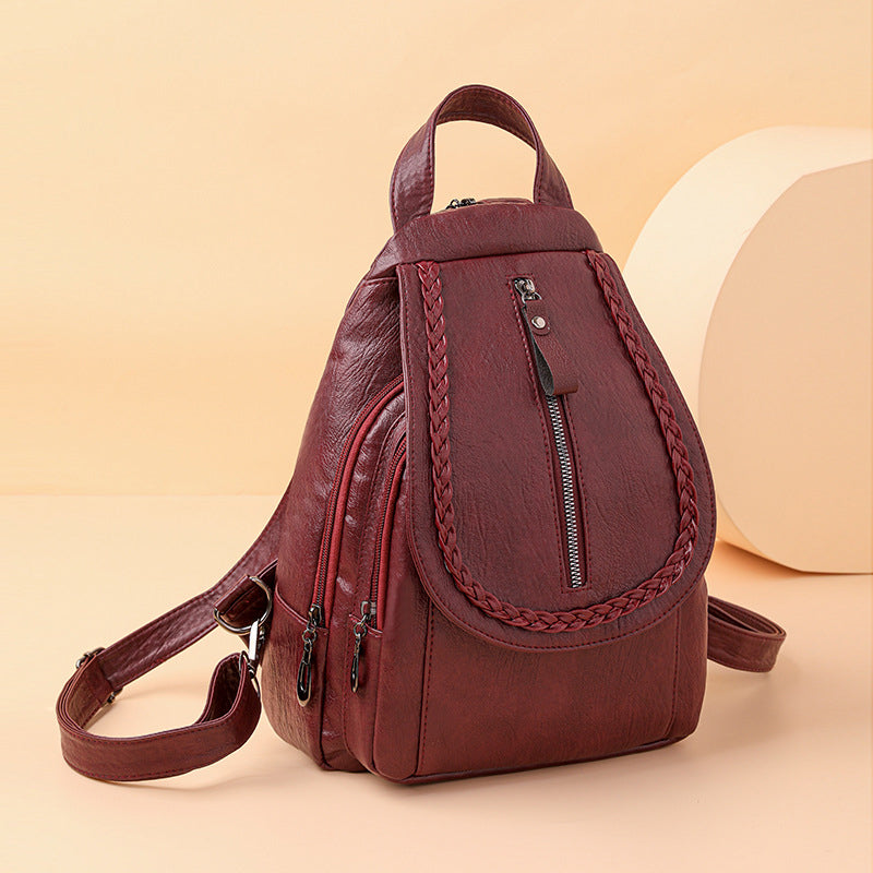 Twist Clamshell Leather Backpack