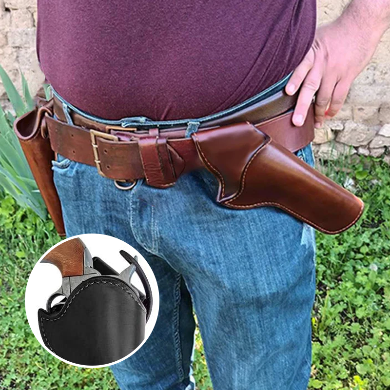 Retro Leather Holster Waist Bag with Belt Loop