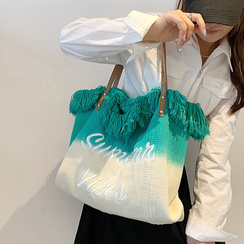 Gradient Color Style Tassel Tote For Women