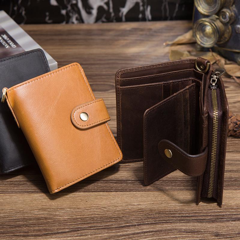 RFID Blocking Bifold Vertical Men's Wallets, Soft Leather Card Holder Purse with Zipper Coin Pocket