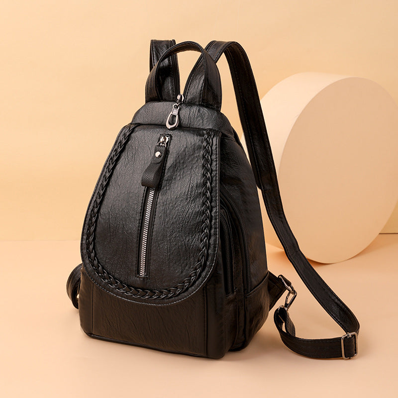 Twist Clamshell Leather Backpack