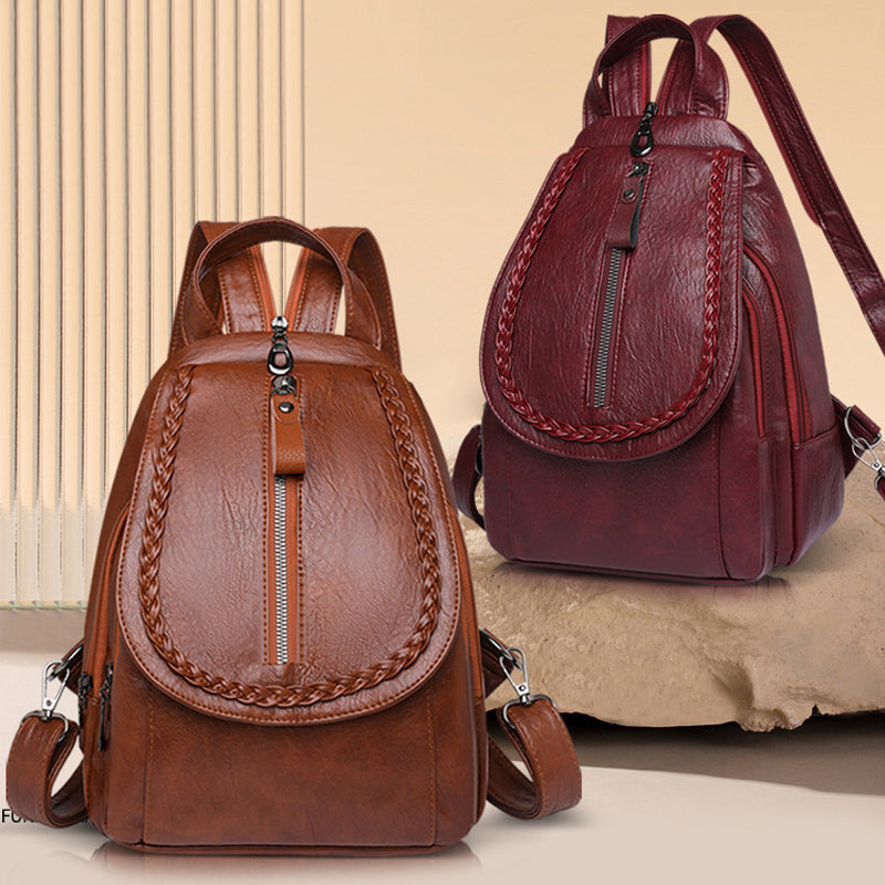 Twist Clamshell Leather Backpack