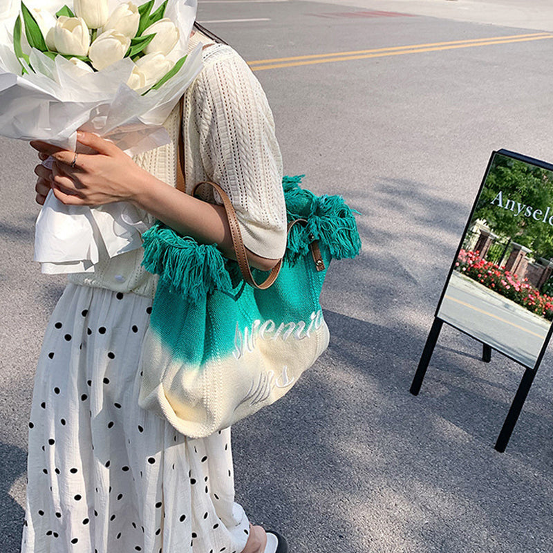Gradient Color Style Tassel Tote For Women