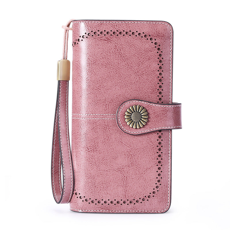 Long retro phone wallet -Cow Leather