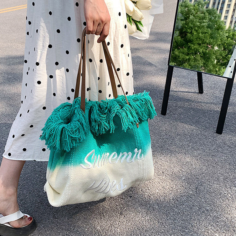 Gradient Color Style Tassel Tote For Women