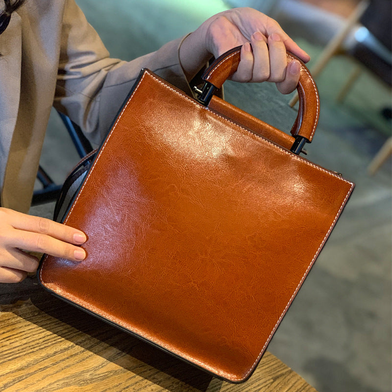 Women's Large Capacity Handbag, Solid Crossbody Briefcase