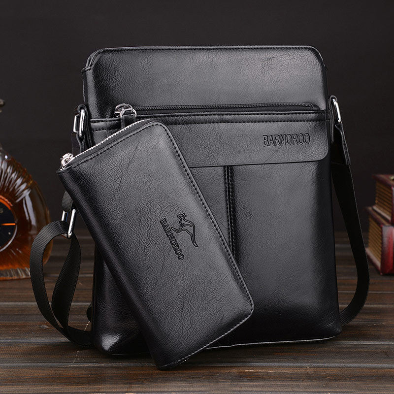 Kangaroo Men's Leather Messenger Bag, Business Briefcase Shoulder Bag