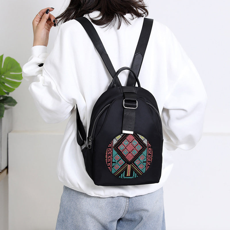 Nylon Embroidered Backpack