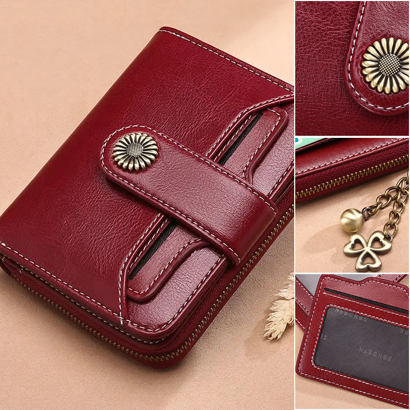 Women RFID Blocking Short Compact Bifold Wallet Mini Purse