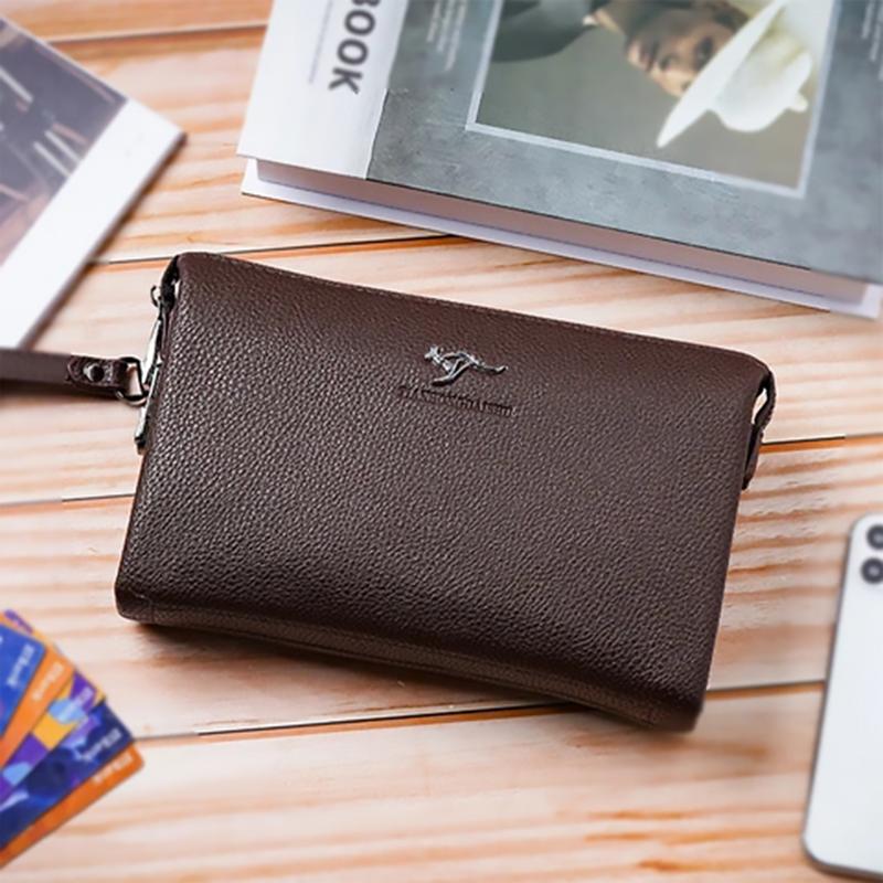 Men Clutch Leather Business Code Lock Wallet