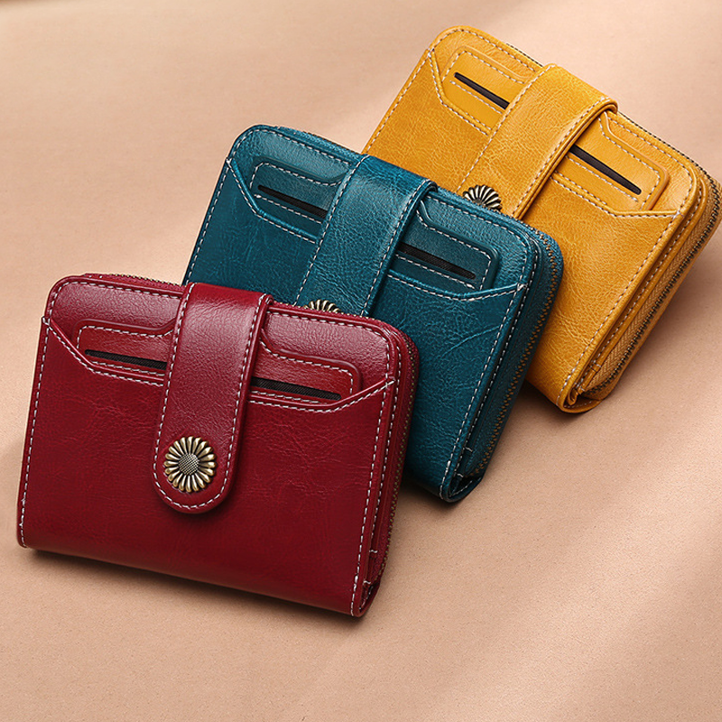 Women RFID Blocking Short Compact Bifold Wallet Mini Purse