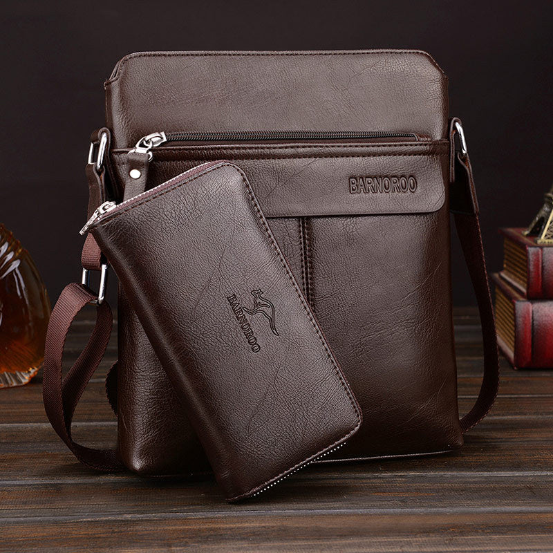 Kangaroo Men's Leather Messenger Bag, Business Briefcase Shoulder Bag