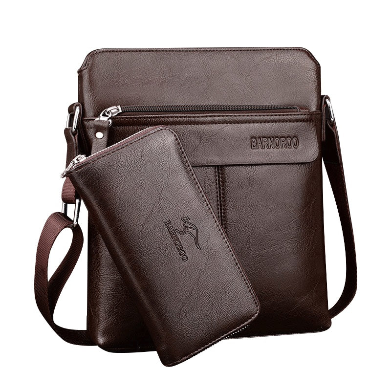 Kangaroo Men's Leather Messenger Bag, Business Briefcase Shoulder Bag