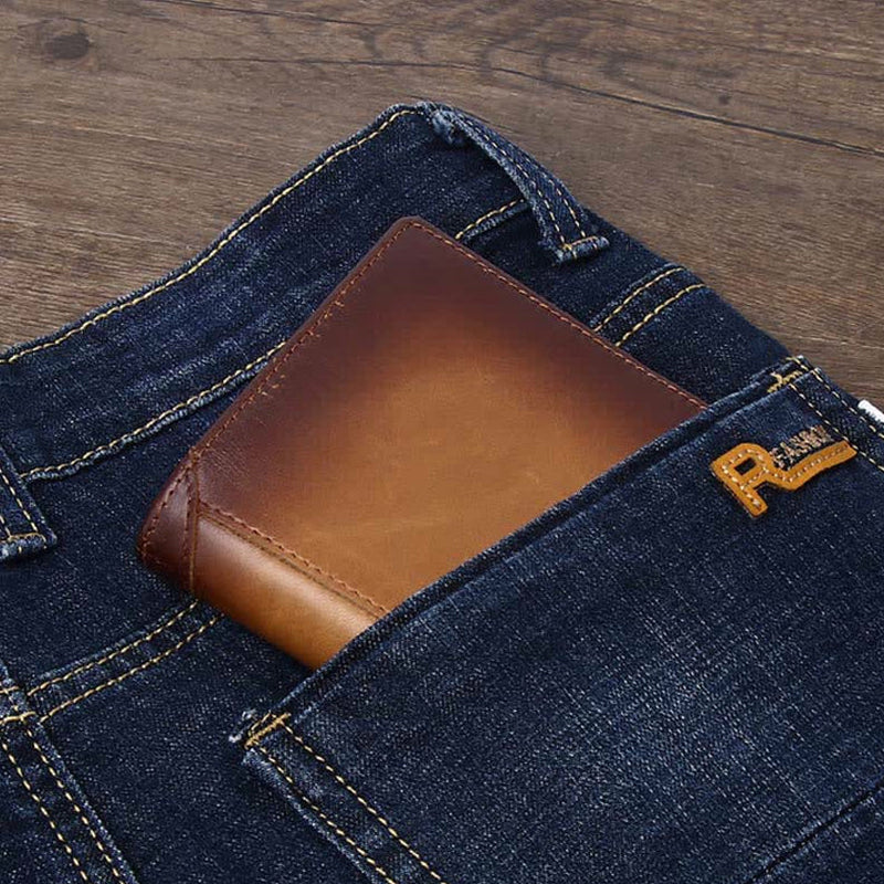 Men's Leather Bifold Wallet with Anti-theft RFID Blocking