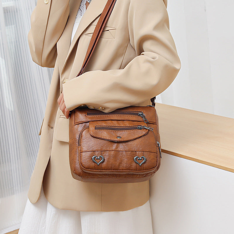 Women's Multi-Pocket Soft Leather Crossbody Bag
