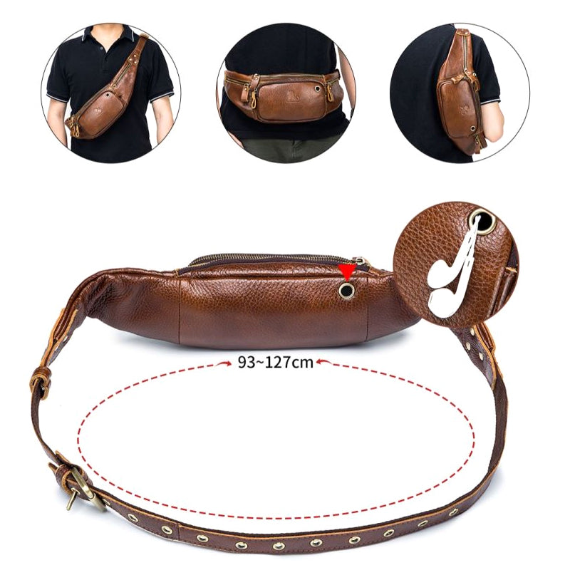 Retro Multi-Pocket Multifunctional Sling Bag Waist Bag
