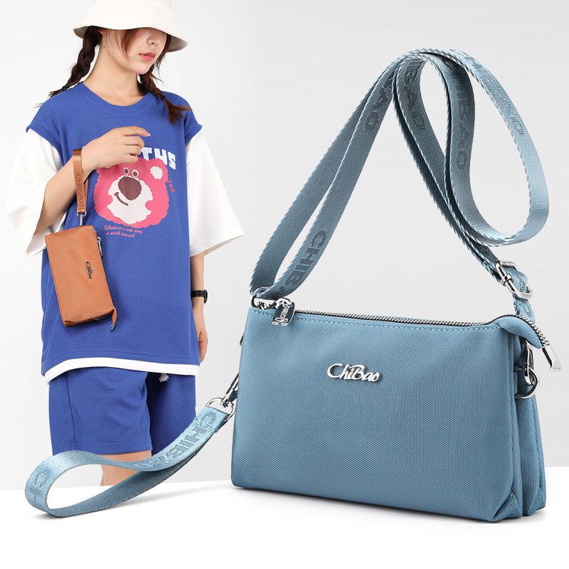 Nylon Multilayer Zip Crossbody Bag