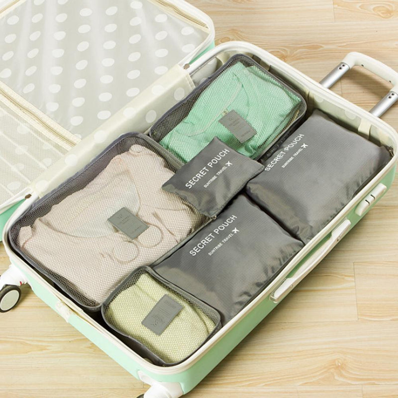 6 pieces portable luggage packing cubes